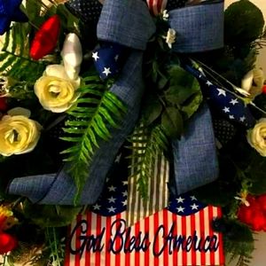 Hand Crafted Patriotic Wreath God Bless America CUSTOM Wreath 🇺🇸 FINAL S…